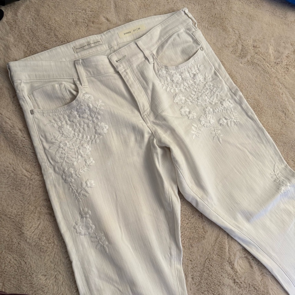 Anthropologie - Pilcro and the Letterpress -  White Embroidered Jeans